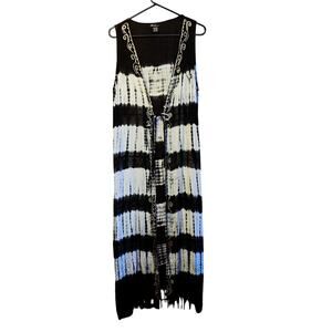 Beach by Exist tie dye embroidered fringe cardigan size OS